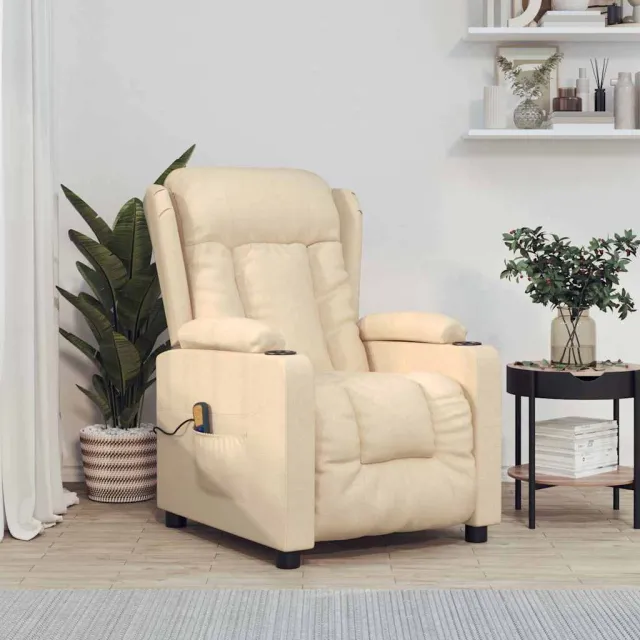 vidaXL Massagestoel stof crèmekleurig