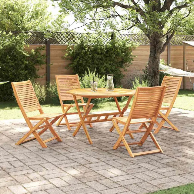 vidaXL Tuin eettafelset 5 st Bruin Massief Acaciahout
