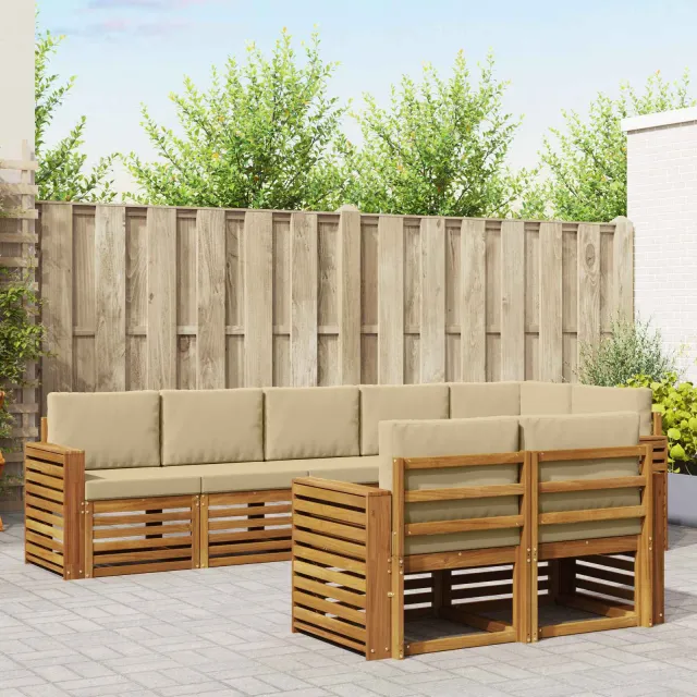 vidaXL Buiten bankenset 8 st 8-zits Natuurlijk en Beige