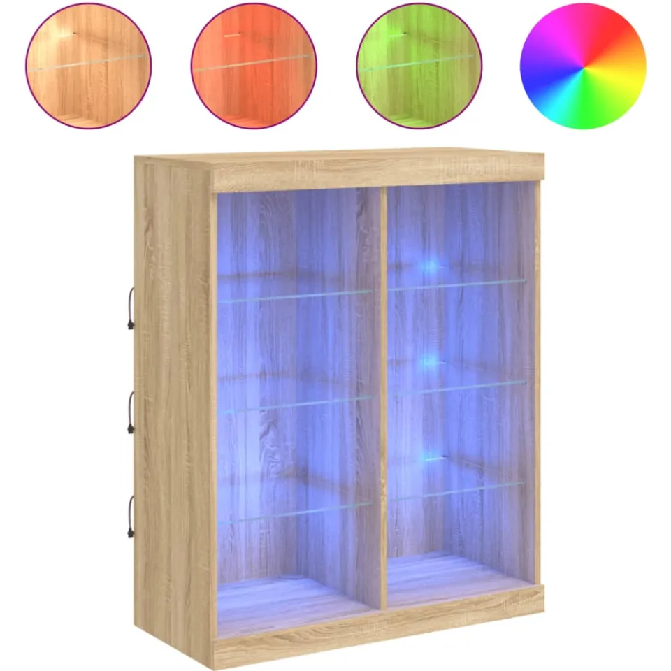 vidaXL Dressoir met LED-verlichting 81x37x100 cm sonoma eikenkleurig, foto 4