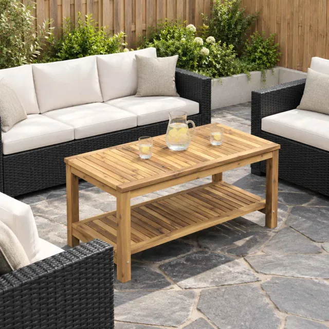 vidaXL Salontafel Witgewassen 100,5 x 49 x 45 cm Massief Acaciahout Bruin