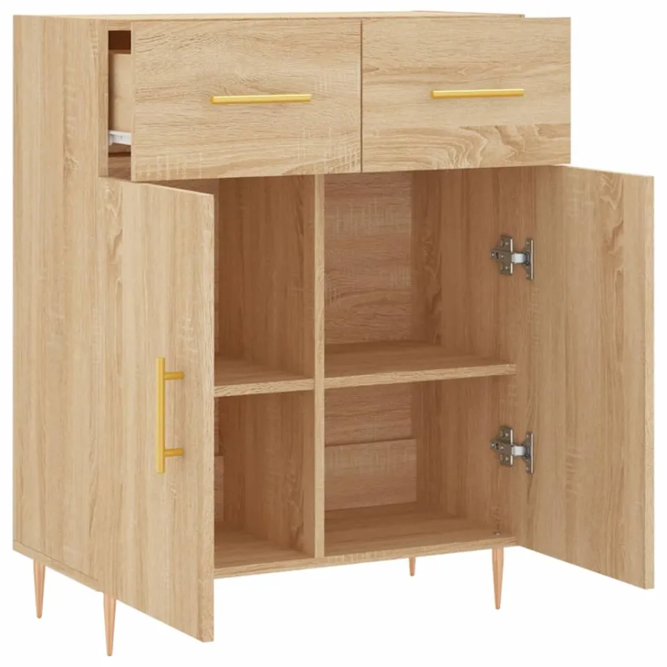 vidaXL Dressoir 69,5x34x90 cm bewerkt hout sonoma eikenkleurig