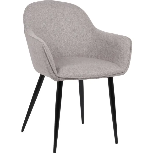 CLP Boise Eetkamerstoel - Met armleuning - Metalen frame - Stof - grijs