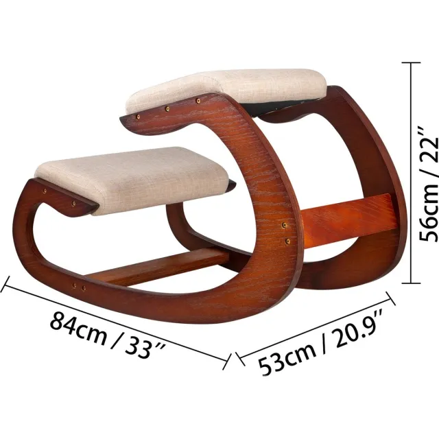 Vevor Knielende Stoel - Kruk - Met Dikke Kussen - Schommelstoel - Kniestoel - Werkstoel - Bureaustoel - Hickory Frame