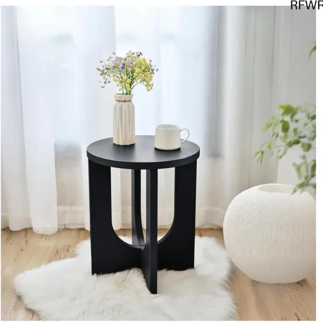 RFWR Ronde Bijzettafel 50x40 cm Zwart - Stijlvol en Multifunctioneel