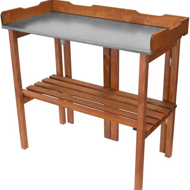 LOKS Oppottafel / Plantentafel met Zinken Werkblad Bruin
