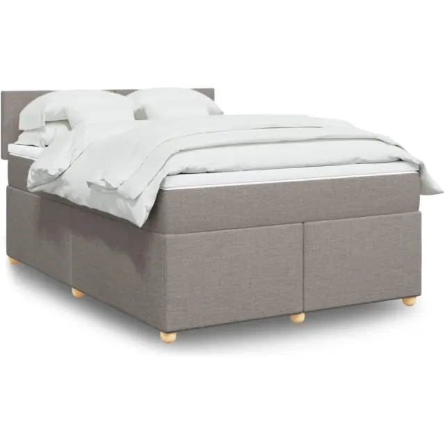 vidaXL Boxspring met matras stof taupe 140x200 cm