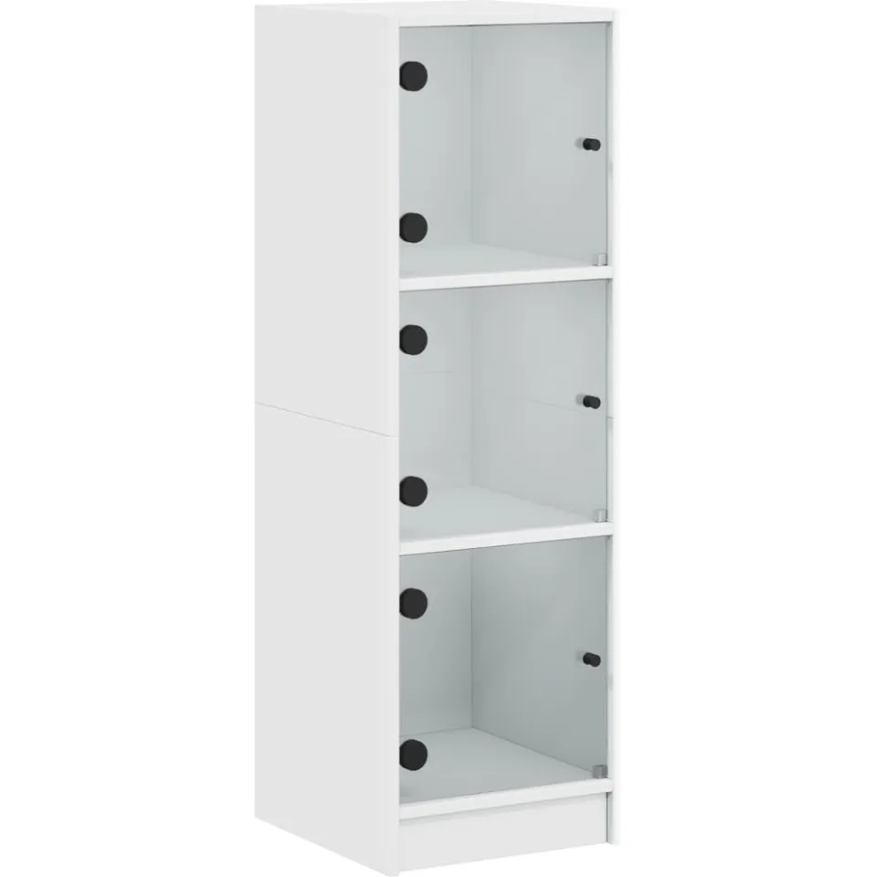 vidaXL Hoge kast met glazen deuren 35x37x109 cm wit