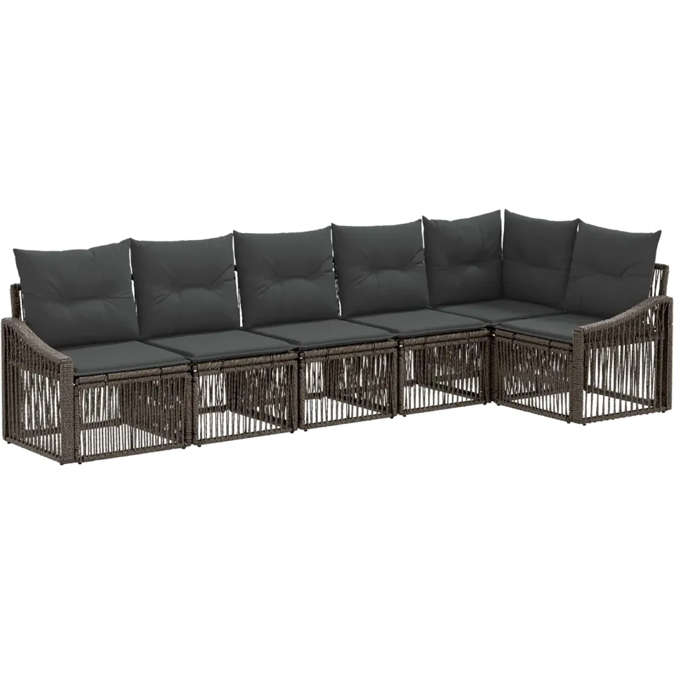 vidaXL Tuinbankenset 6 st 6-zits Grijs poly rattan, foto 3
