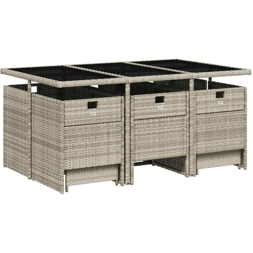 vidaXL 11-delige Tuinset met kussens poly rattan lichtgrijs