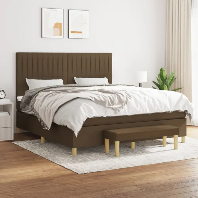 vidaXL Boxspring met matras stof donkerbruin 160x200 cm bruin