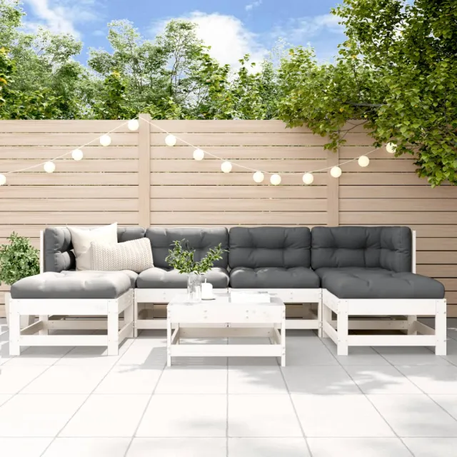 vidaXL 7-delige Loungeset met kussens massief hout wit, foto 2