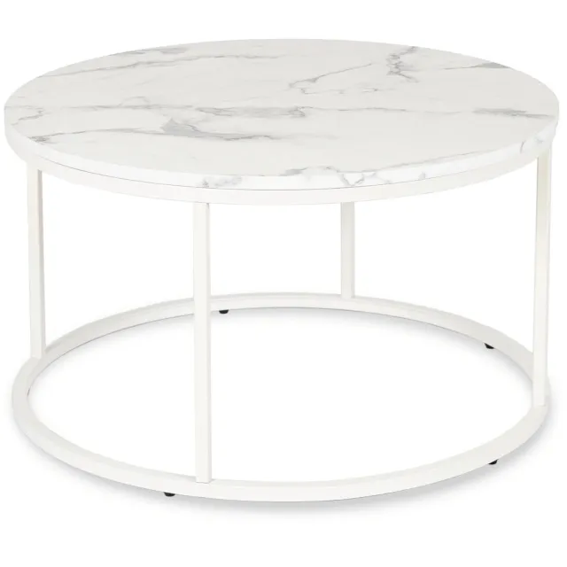 Mebel Elite Agnes Max - Salontafel - Rond - Wit marmerlook - 80 cm