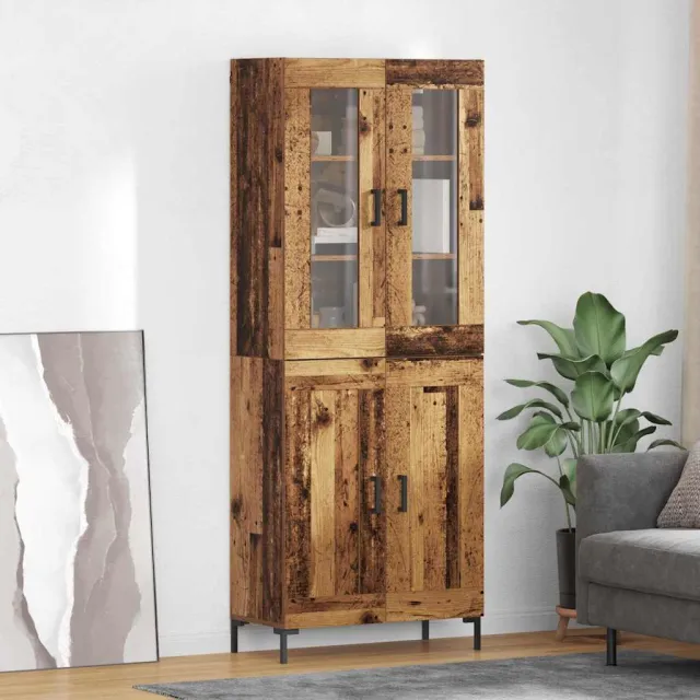 vidaXL Hoge kast 2 st Oudhout 69,5 x 34 x 180 cm Bewerkt hout Bruin