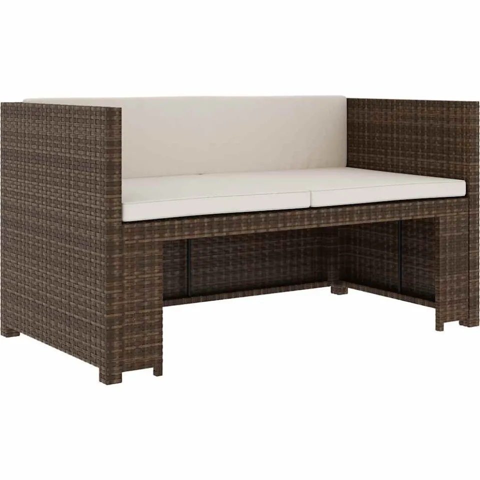 vidaXL 5-delige Loungeset met kussens poly rattan bruin