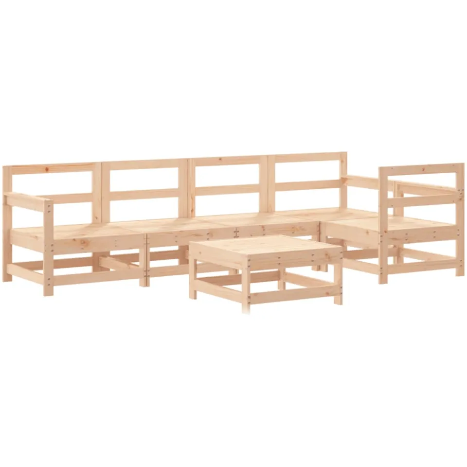 vidaXL 6-delige Loungeset met kussens massief hout Bruin