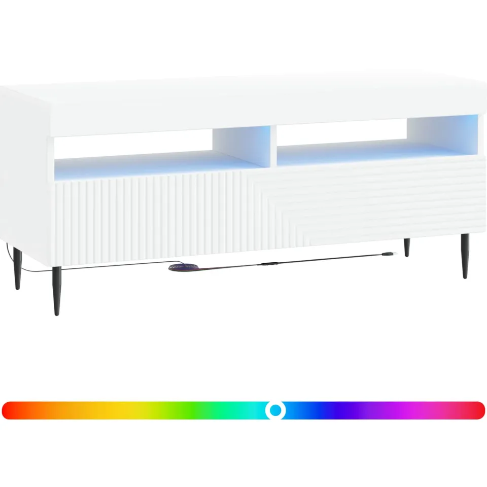 vidaXL LED tv-meubel HAARLEM 100 x 35 x 43 cm Wit Bewerkt hout, foto 3