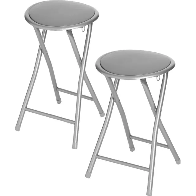 5Five® 4x stuks bijzet krukje/stoel - Opvouwbaar - antraciet - 46 cm