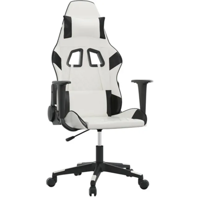 vidaXL Massage - gamestoel - kunstleer - wit - en - zwart wit en zwart