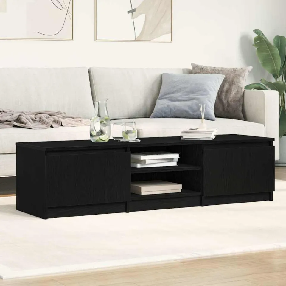 vidaXL Tv-meubel 140x40x35,5 cm bewerkt hout zwart, foto 2