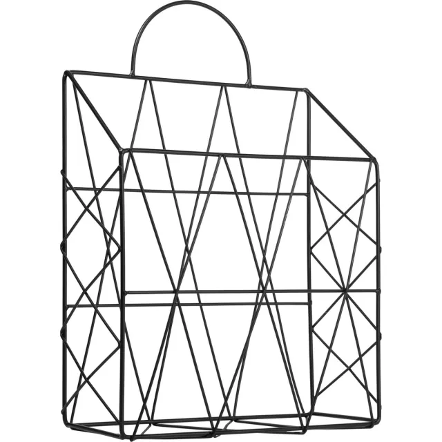 QUVIO Tijdschriftenhouder voor wandmontage / Postrek / Boekenrek / Post organizer / Postvak / Tijdschriftenrek / Lectuurrek / Wandplank / Wandrek - Draadstaal - 10.5 x 25 x 37 cm Zwart