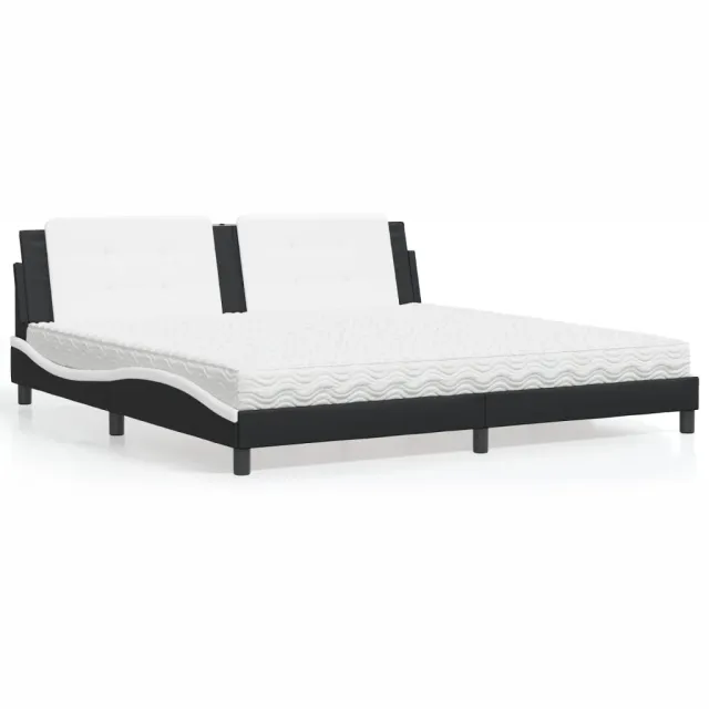 vidaXL Bed met matras Zadar kunstleer zwart en wit 200x200 cm
