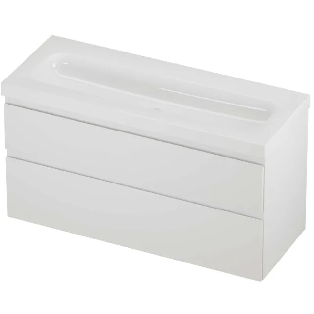 Proline Haga Badmeubelset Polystone Mezza Zonder Kraangat 120x46x66 cm Glans Wit Mat Wit
