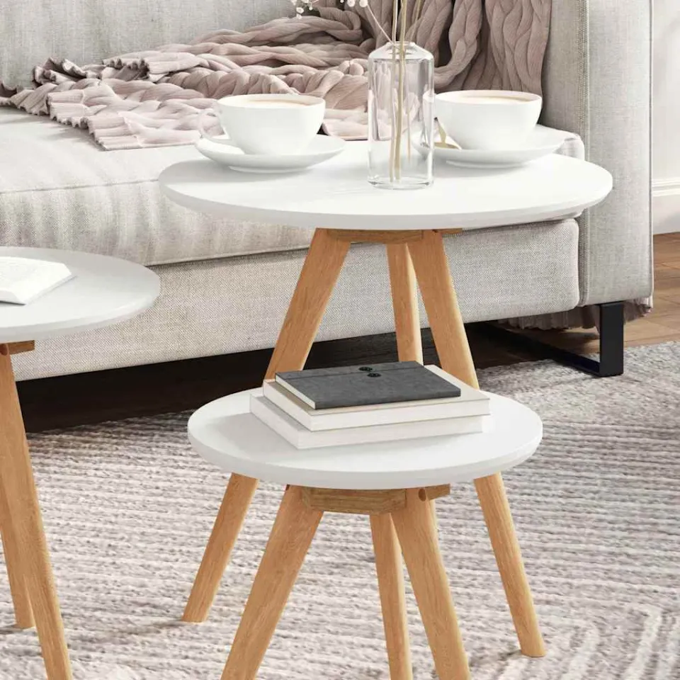 vidaXL Salontafel 3 st Bruin 50 x 50 x 46 cm Massief Notenhout, foto 3