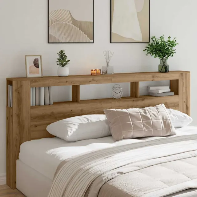 vidaXL Hoofdeinde met LED 220x18,5x103,5 cm hout artisanaal eikenkleur Bruin