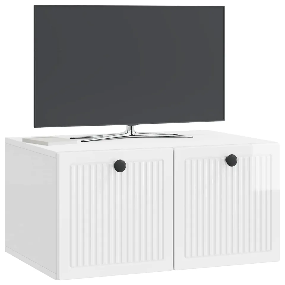 vidaXL Wandbeugel TV-kast Hoogglans Wit 59,5 x 41 x 30 cm Bewerkt hout