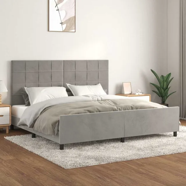vidaXL Bedframe zonder matras 200x200 cm fluweel lichtgrijs grijs
