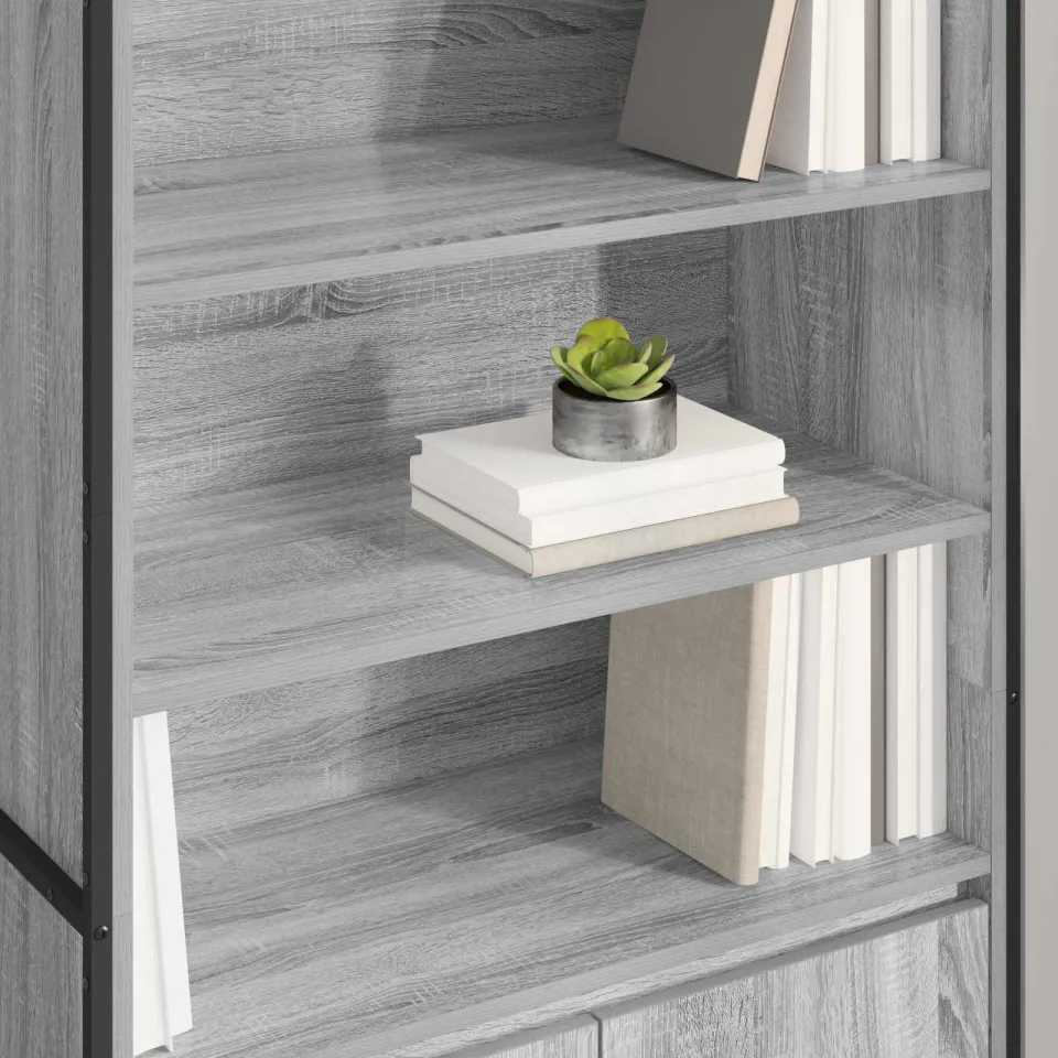 vidaXL Hoge Kasten Grijs Sonoma 79 x 36 x 200 cm Bewerkt hout, foto 3