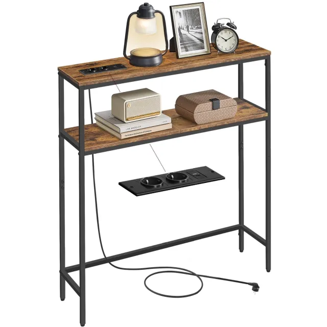 Tremeo Console Tafel - 2 Stopcontacten & USB - 80x20x80 - Bruin/Zwart