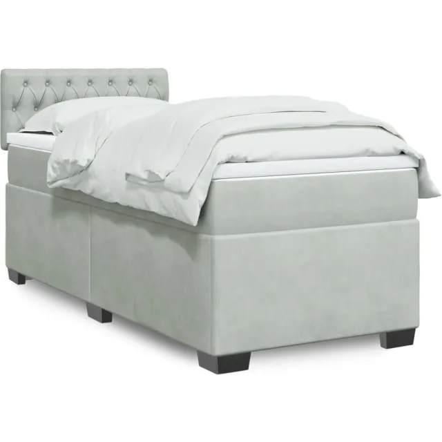 vidaXL Boxspring met matras fluweel lichtgrijs 90x190 cm grijs