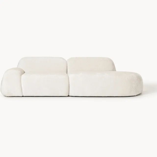 Westwing Collection Modulaire teddy bouclé chaise Wolke (3-zits) Wit