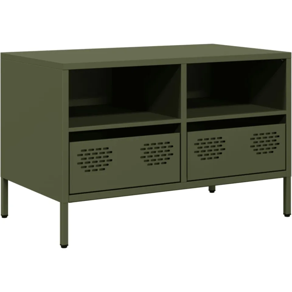 vidaXL Tv-meubel 68x39x43,5 cm koudgewalst staal olijfgroen