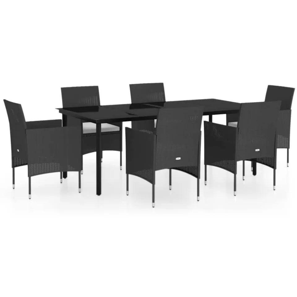 vidaXL 7-delige Tuinset met kussens zwart, foto 4