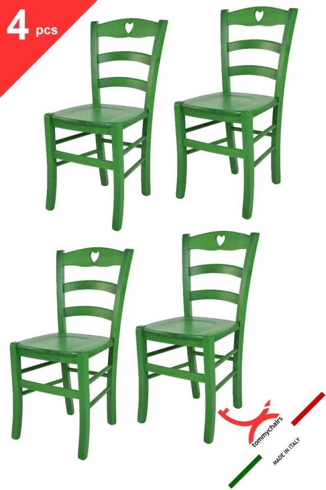 t m c s Tommychairs Cuore - Eetkamerstoelen - Set van 4 - Groen - Hout