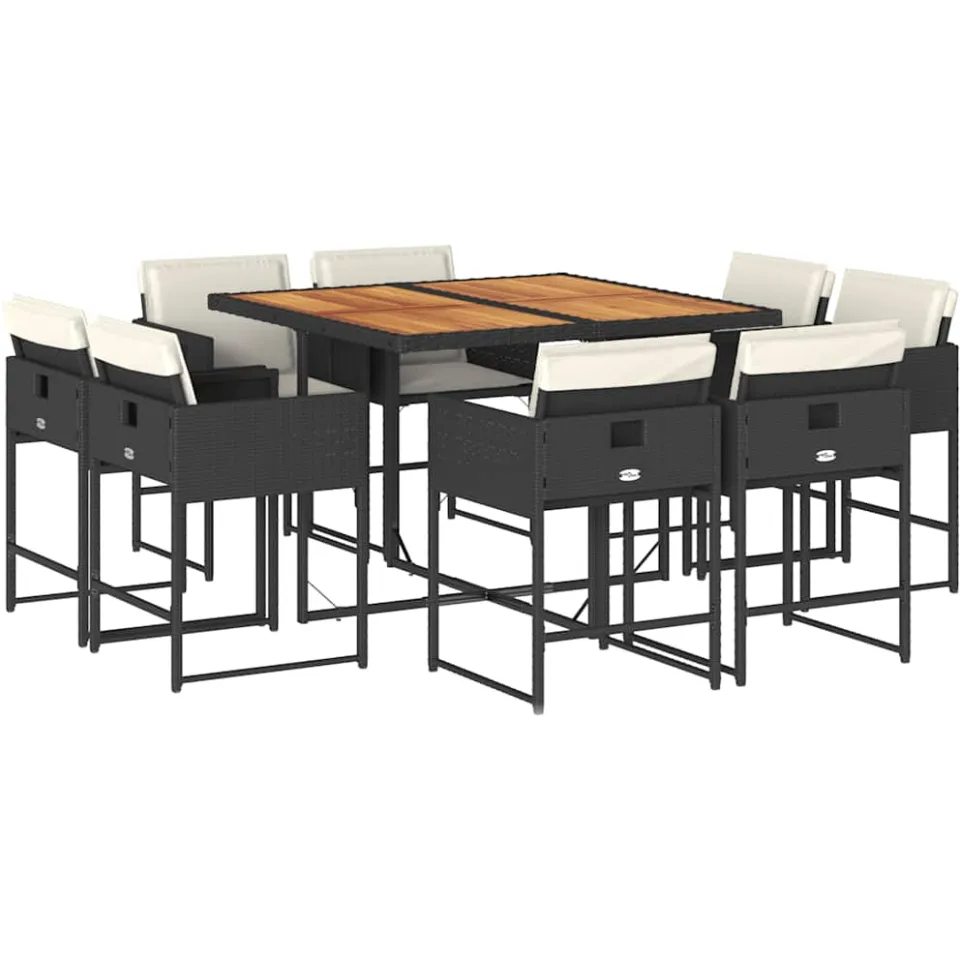 vidaXL 9-delige Tuinset poly rattan zwart, foto 3