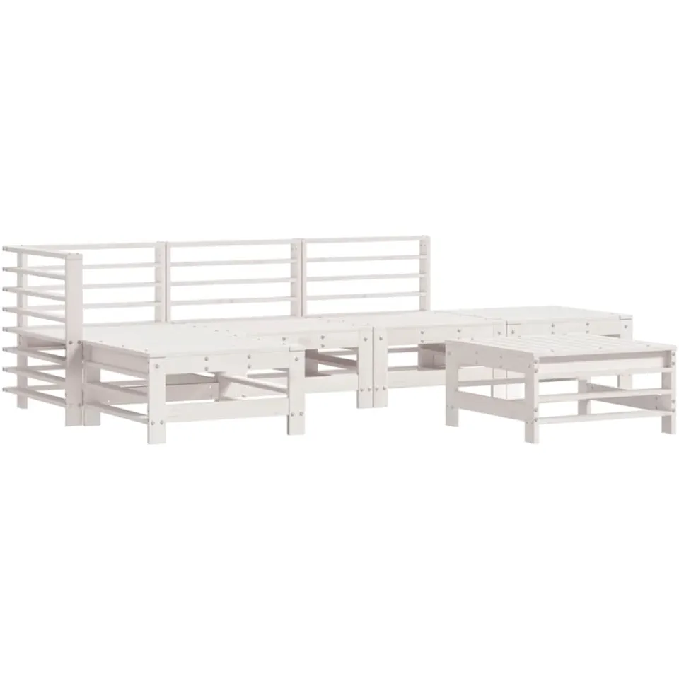 vidaXL 6-delige Loungeset massief grenenhout wit, foto 4