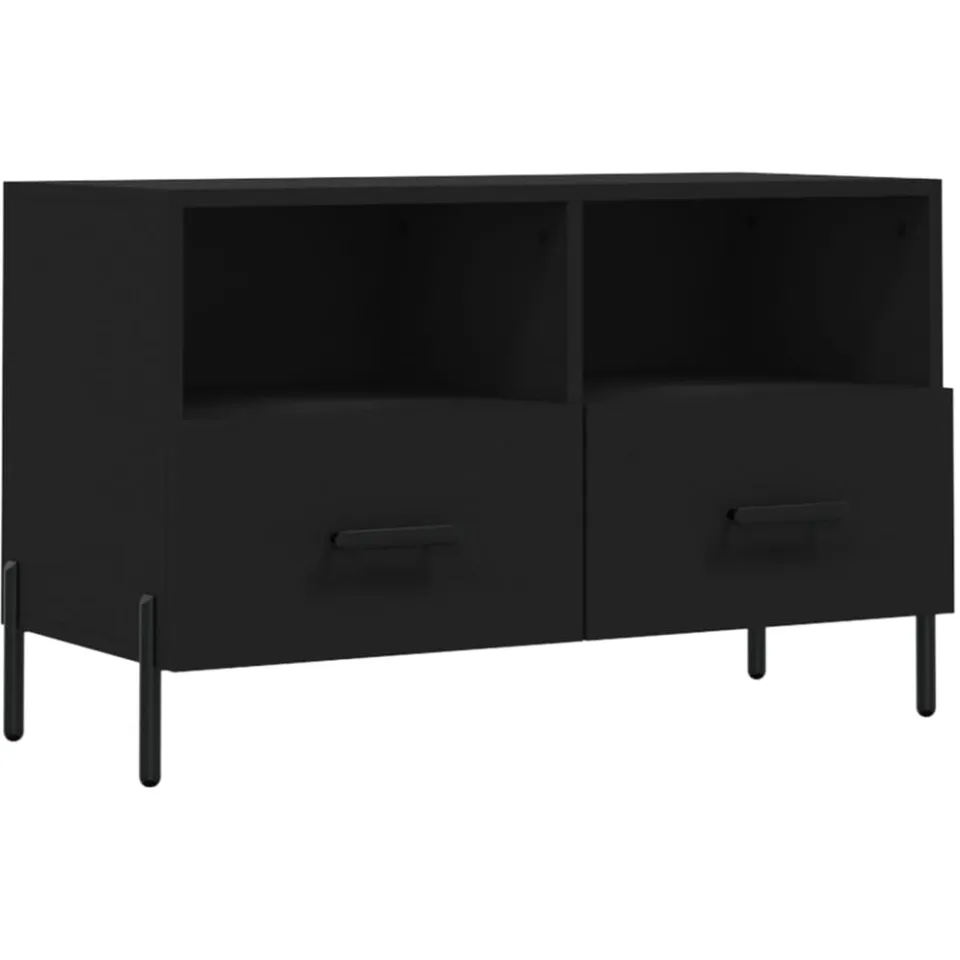 vidaXL Tv-meubel 80x36x50 cm bewerkt hout zwart, foto 3