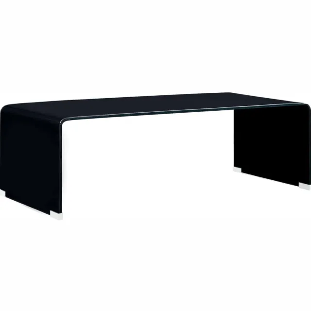 vidaXL Salontafel 98x45x31 cm gehard glas zwart, foto 2
