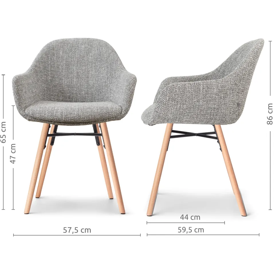 Nolon Nena-Mae eetkamerstoel grijs blend - houten onderstel, foto 2