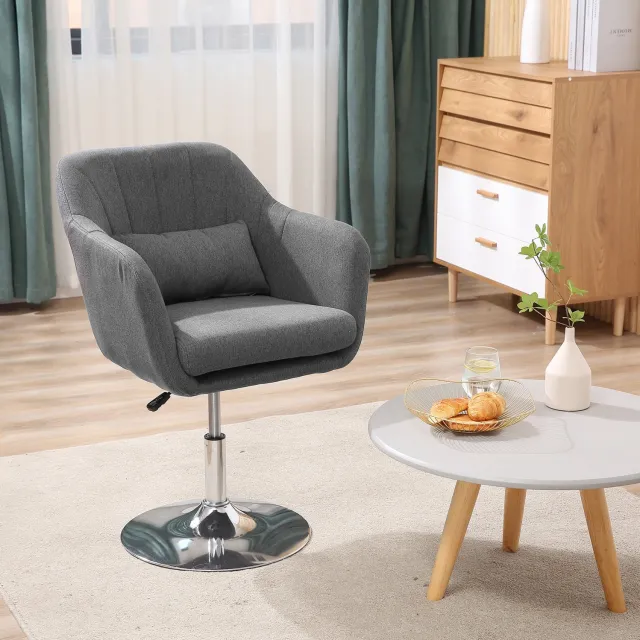 CHICFURN Bureaustoel - Hoogteverstelbaar - Draaibaar - Donkergrijs