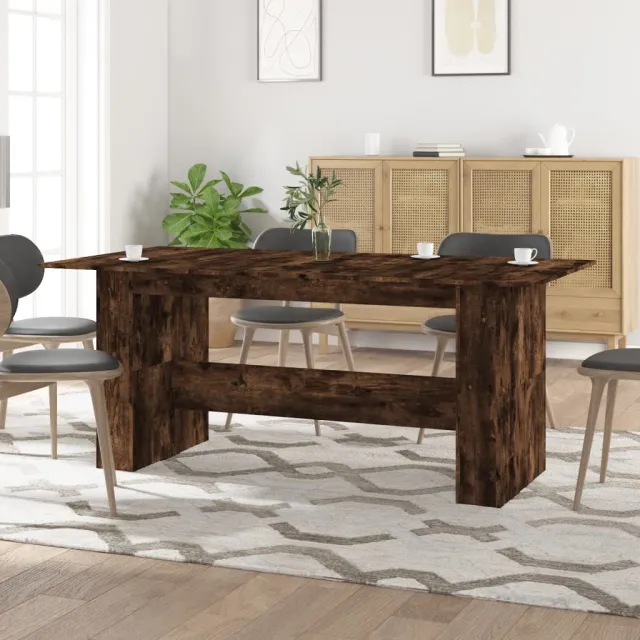 vidaXL Eettafel 180x90x76 cm bewerkt hout gerookt eikenkleurig Bruin