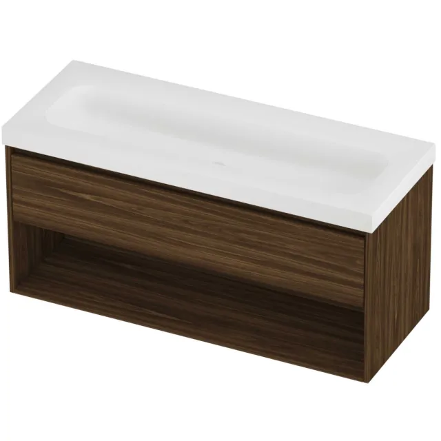 Proline Haga Badmeubelset Polystone Mezza Schap 120x46x58 cm Mat White Cabana Oak Eiken