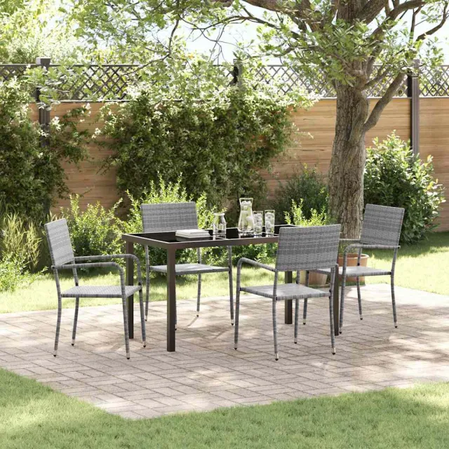 vidaXL Tuin eettafelset 5 st Grijs poly rattan, foto 2