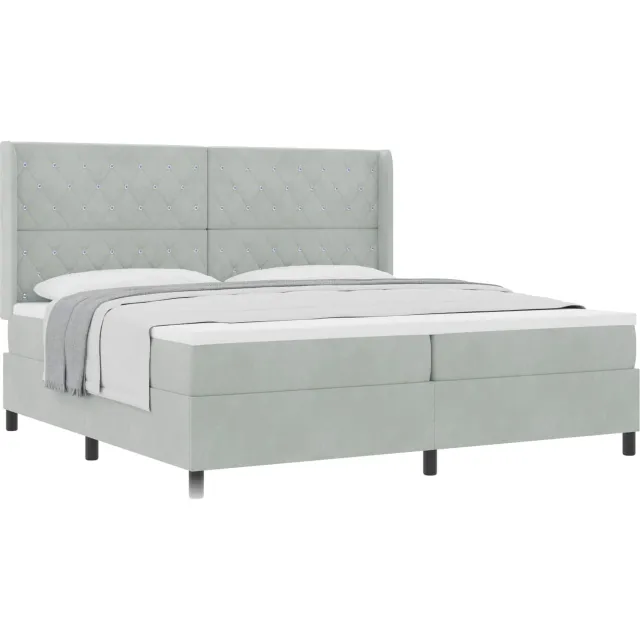 vidaXL Boxspringbed met matras Lichtgrijs 200 x 200 cm Fluweel