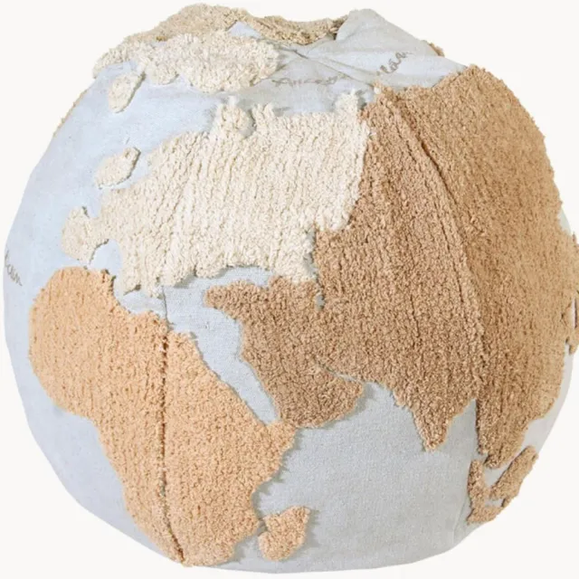 Lorena Canals Handgemaakte kinderpoef World Map Kleurrijk