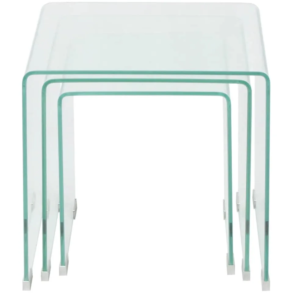vidaXL Bijzettafel set 3-dlg transparant gehard glas transparent, foto 2